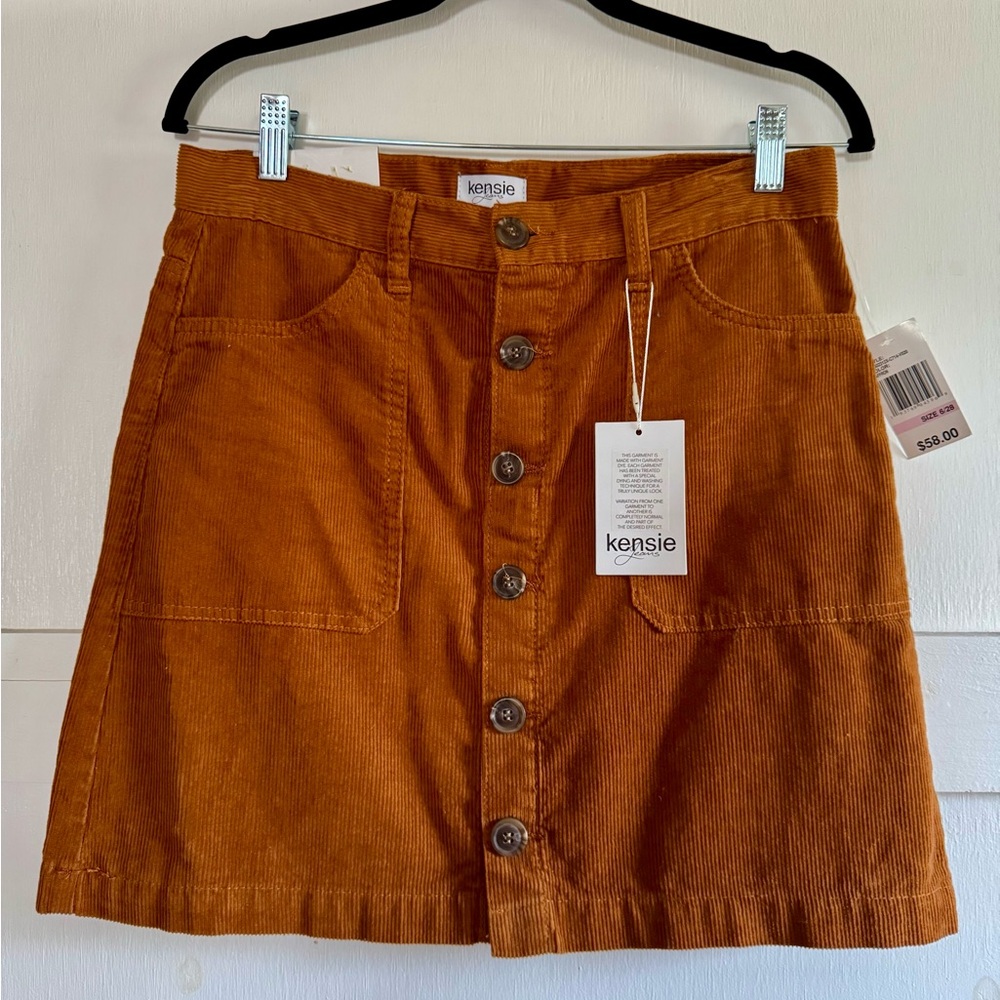 Kensie NWT Women's Corduroy Burnt Orange Skirt Size 6